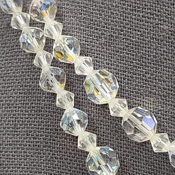 Vintage 1950s Aurora Borealis Crystal Beaded Necklace, Double Strand, 16 Inches - Picture 4 of 10